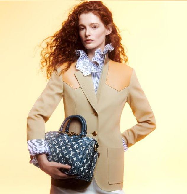 Louis Vuitton Loop Baguette Handbag Denim Jacquard Navy Blue in