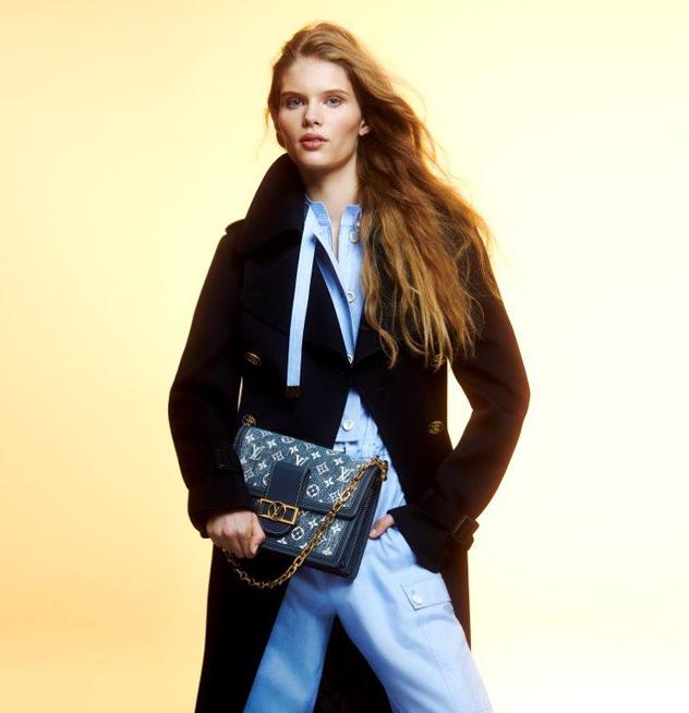 Louis Vuitton Monogram Textile Jacquard Dauphine MM Shoulder Bag Blue in  2023
